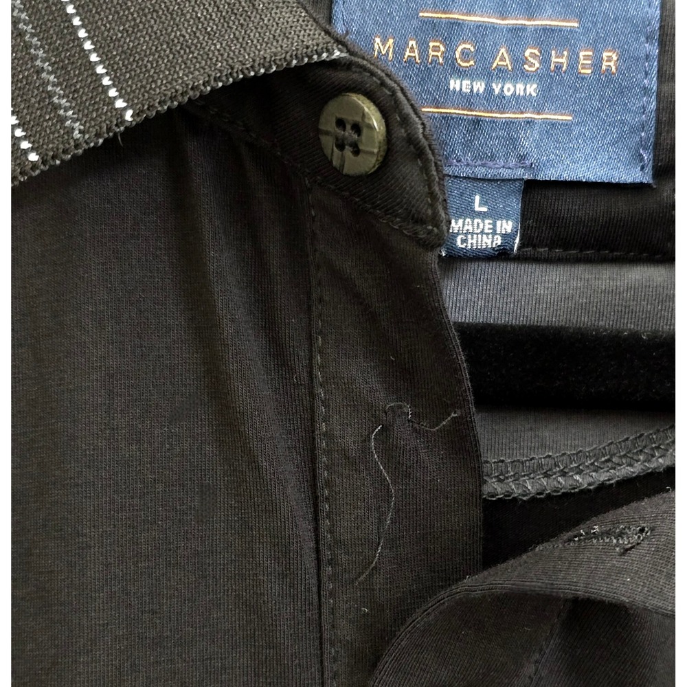 Marc Asher New York Mens Black Plaid Trim Short Sleeve Polo Shirt Large Casual‎ - Picture 5 of 5